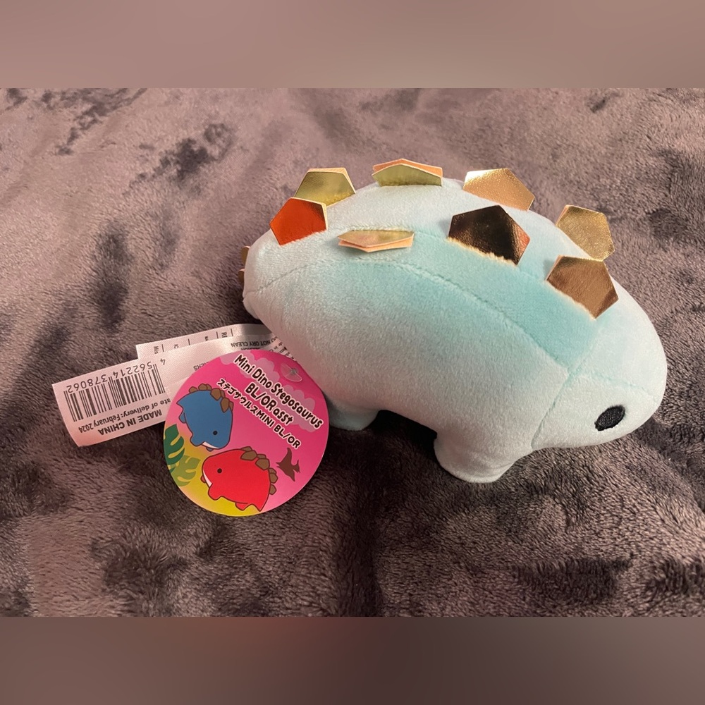 Mini Dino Stegosaurus Dinosaur Light Blue ICHI Trading Plushie 6”
